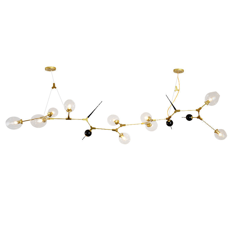 Modernist Gold Chandelier With Bubble Clear Glass Shades - 6/10 Lights Suspension Pendant