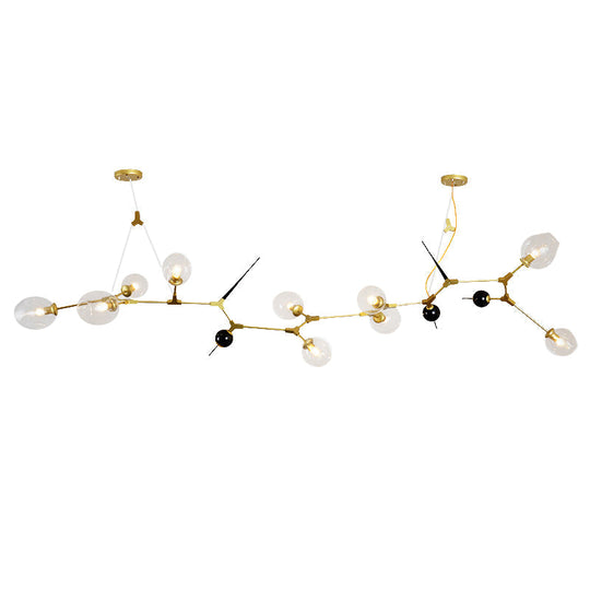 Modernist Gold Chandelier With Bubble Clear Glass Shades - 6/10 Lights Suspension Pendant