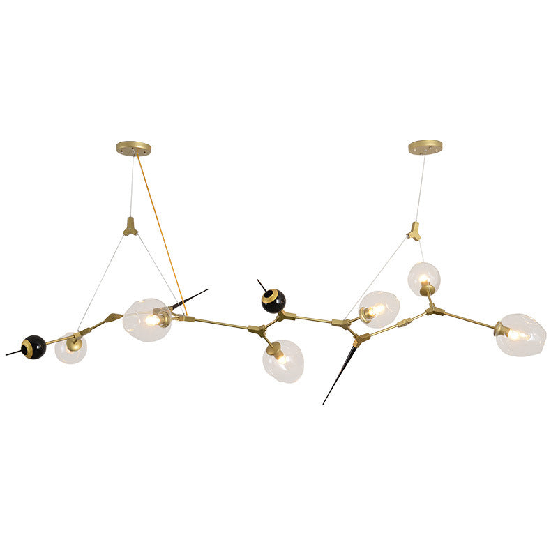 Modernist Gold Chandelier With Bubble Clear Glass Shades - 6/10 Lights Suspension Pendant