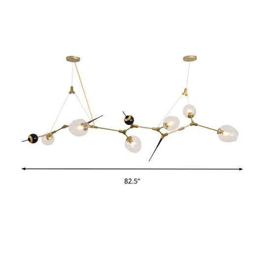 Modernist Gold Chandelier With Bubble Clear Glass Shades - 6/10 Lights Suspension Pendant