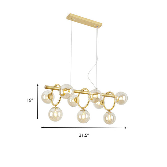 Nordic Style Gold Pendant Light With Clear/Cognac Glass - Bubble Island Lighting 9 Lights