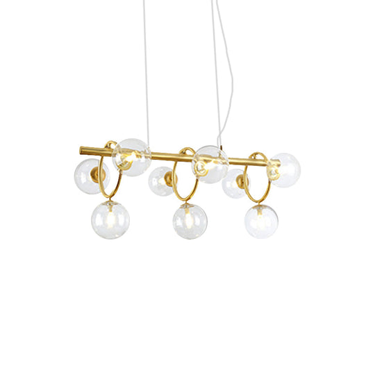 Nordic Style Gold Pendant Light With Clear/Cognac Glass - Bubble Island Lighting 9 Lights