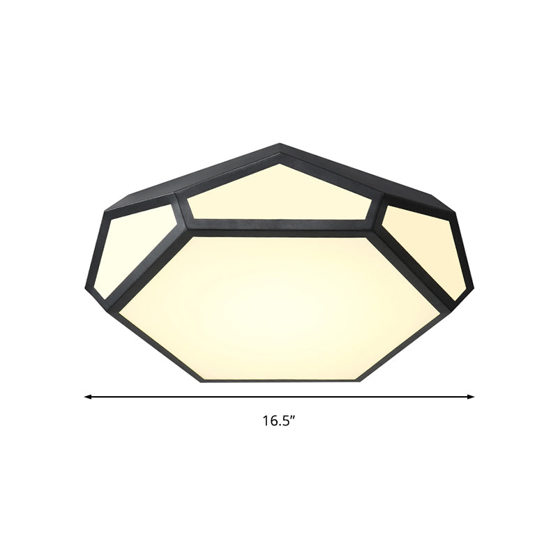 16.5"/20.5" Metal Geometric Flush Mount Ceiling Light with Acrylic Shade in Nordic Black/White – Warm/White LED Lighting