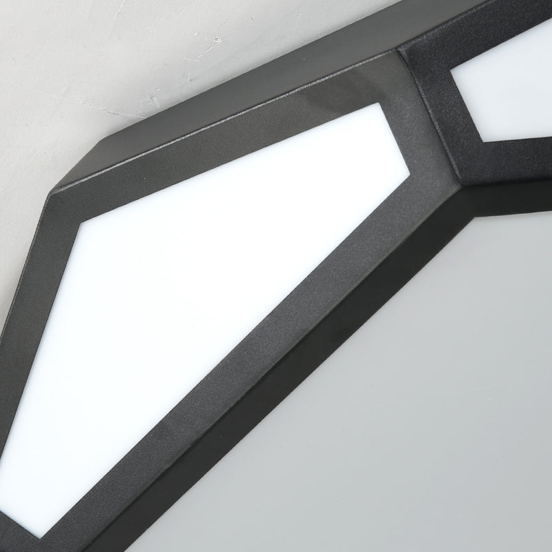 16.5/20.5 Metal Geometric Flush Mount Ceiling Light With Acrylic Shade In Nordic Black/White