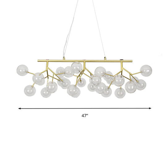 Modern Gold Bubble Chandelier With Branch Design Clear Glass 39/47 Width 27/36-Light Hanging Lamp