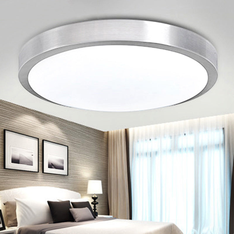 Silver Led Bedroom Ceiling Flush Mount Simple Style Acrylic Diffuser Sizes: 7.5/9/10 Dia