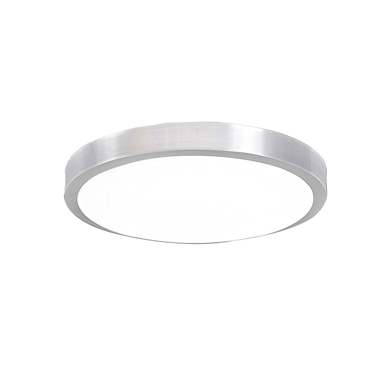 Silver Led Bedroom Ceiling Flush Mount Simple Style Acrylic Diffuser Sizes: 7.5/9/10 Dia