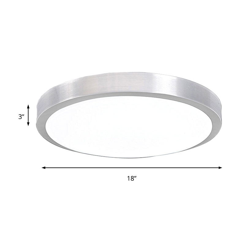 Silver Led Bedroom Ceiling Flush Mount Simple Style Acrylic Diffuser Sizes: 7.5/9/10 Dia