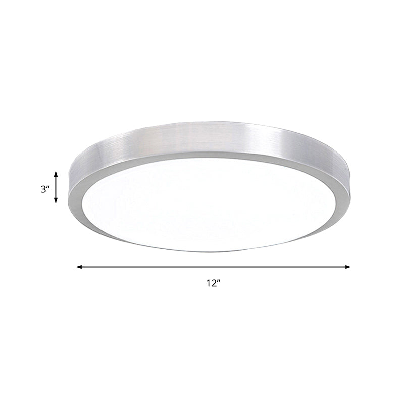 Silver Led Bedroom Ceiling Flush Mount Simple Style Acrylic Diffuser Sizes: 7.5/9/10 Dia