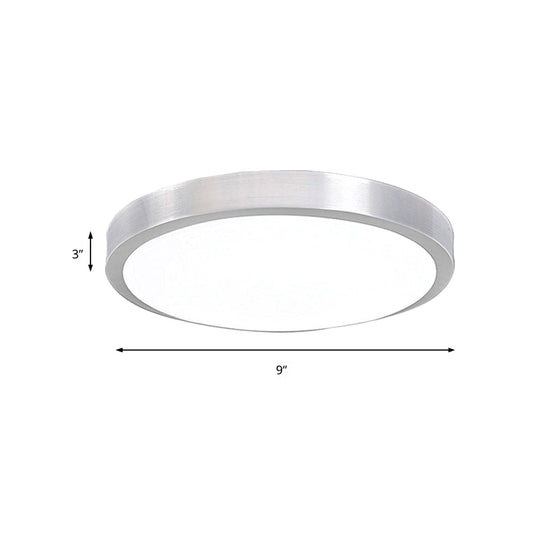 Silver Led Bedroom Ceiling Flush Mount Simple Style Acrylic Diffuser Sizes: 7.5/9/10 Dia