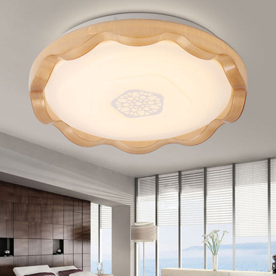 Plafonnier en métal festonné avec diffuseur en acrylique blanc/bleu/doré - Luminaire encastré à LED pour chambres à coucher - Diamètre 16"/19,5" - Éclairage chaud/blanc