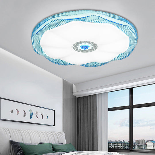 Blooming Flush Mount Ceiling Light For Bedroom Modern Acrylic Shade White/Blue/Gold Warm/White