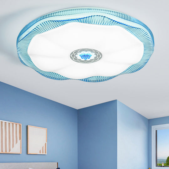 Blooming Flush Mount Ceiling Light for Bedroom, Modern Acrylic Shade, White/Blue/Gold, Warm/White – 16"/19.5" Wide