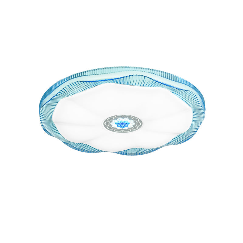 Blooming Flush Mount Ceiling Light For Bedroom Modern Acrylic Shade White/Blue/Gold Warm/White