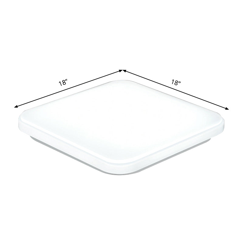 Nordic Led Ceiling Flush Mount Light - White Square Lamp With Acrylic Shade (12/15/18) For Bedroom