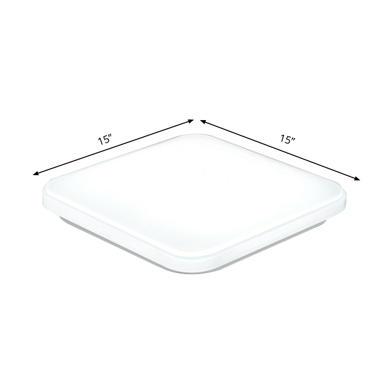 Nordic Led Ceiling Flush Mount Light - White Square Lamp With Acrylic Shade (12/15/18) For Bedroom