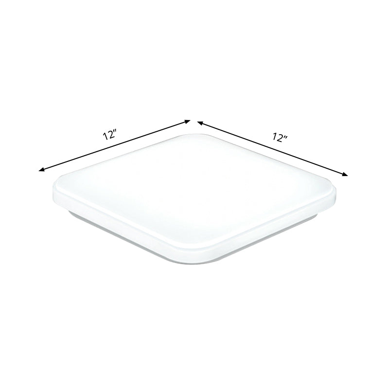 Nordic Led Ceiling Flush Mount Light - White Square Lamp With Acrylic Shade (12/15/18) For Bedroom