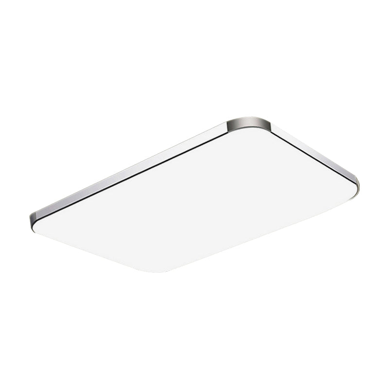 Simple Style LED Flush Ceiling Light, White/Silver, with Acrylic Diffuser - Ideal for Living Room - 21"/25.5"/36.5" W