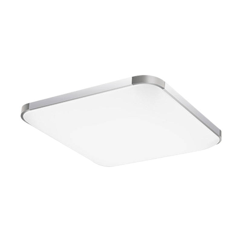 Simple Style LED Flush Ceiling Light, White/Silver, with Acrylic Diffuser - Ideal for Living Room - 21"/25.5"/36.5" W