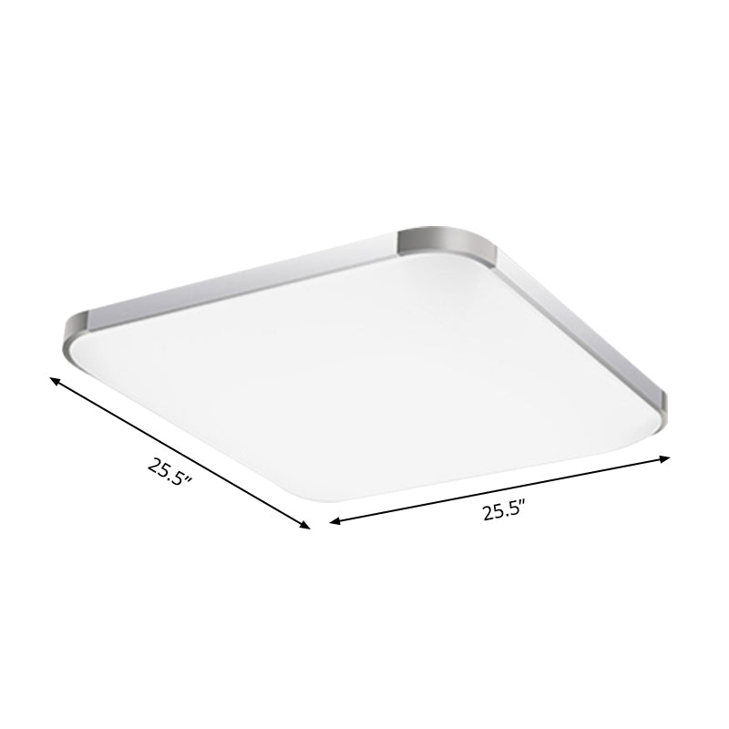 Simple Style LED Flush Ceiling Light, White/Silver, with Acrylic Diffuser - Ideal for Living Room - 21"/25.5"/36.5" W