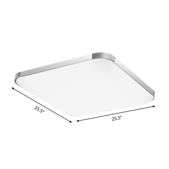 Simple Style LED Flush Ceiling Light, White/Silver, with Acrylic Diffuser - Ideal for Living Room - 21"/25.5"/36.5" W