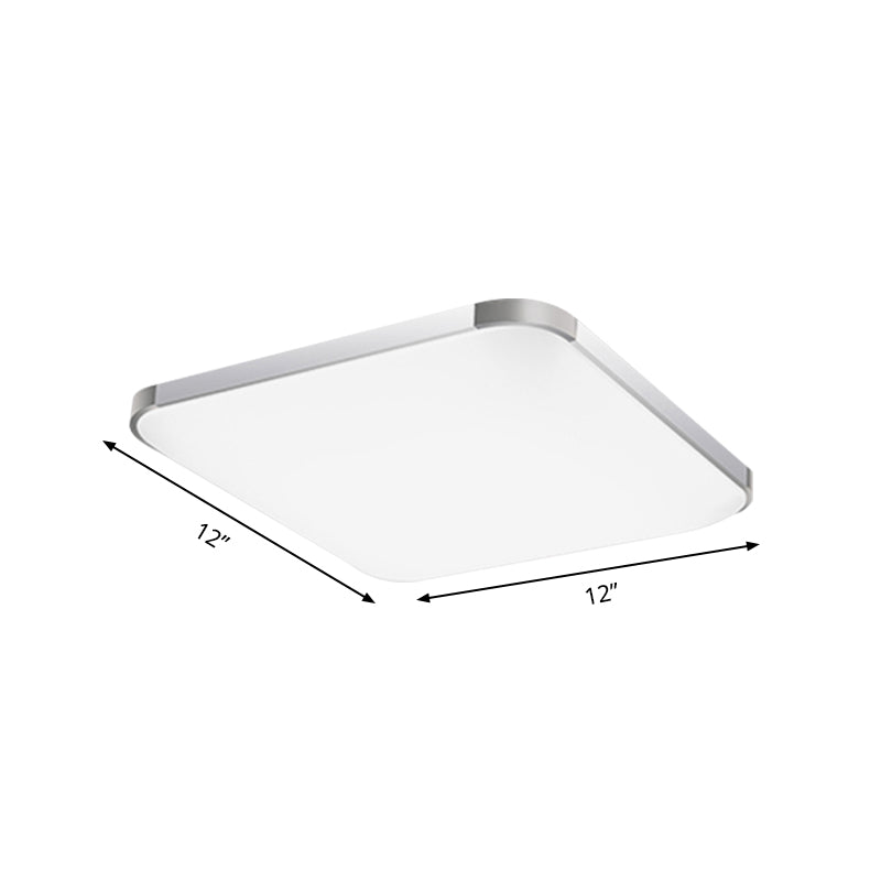 Simple Style LED Flush Ceiling Light, White/Silver, with Acrylic Diffuser - Ideal for Living Room - 21"/25.5"/36.5" W