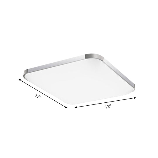 Simple Style LED Flush Ceiling Light, White/Silver, with Acrylic Diffuser - Ideal for Living Room - 21"/25.5"/36.5" W