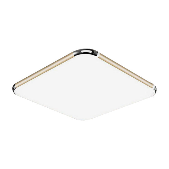 Minimalist Gold LED Flush Mount Ceiling Light for Bedroom, Ultra-Thin Square/Rectangular Design with Acrylic Diffuser, Wide Range Options (12"/18"/20.5")