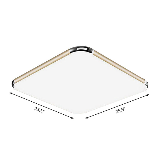 Minimalist Gold LED Flush Mount Ceiling Light for Bedroom, Ultra-Thin Square/Rectangular Design with Acrylic Diffuser, Wide Range Options (12"/18"/20.5")