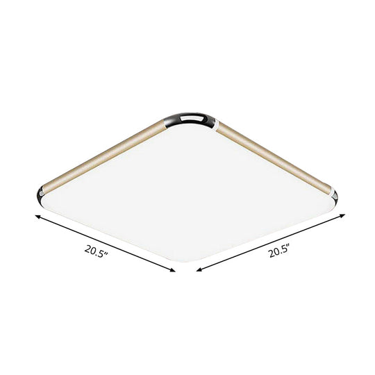 Minimalist Gold LED Flush Mount Ceiling Light for Bedroom, Ultra-Thin Square/Rectangular Design with Acrylic Diffuser, Wide Range Options (12"/18"/20.5")