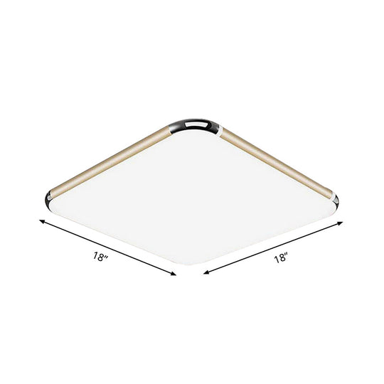 Minimalist Gold LED Flush Mount Ceiling Light for Bedroom, Ultra-Thin Square/Rectangular Design with Acrylic Diffuser, Wide Range Options (12"/18"/20.5")