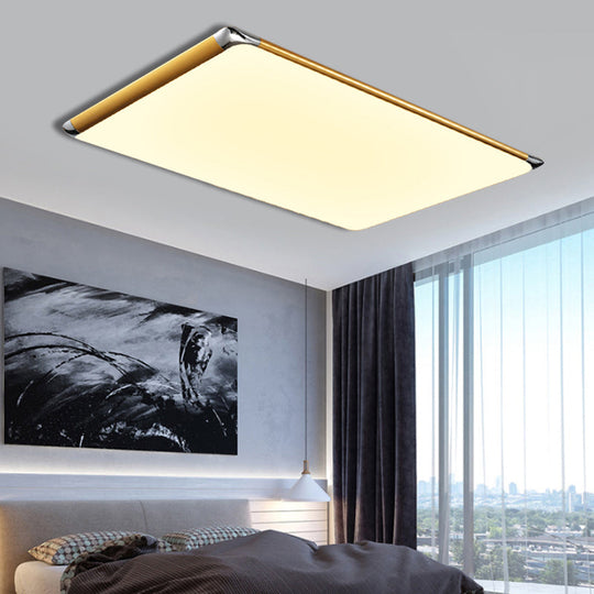 25.5"/36" Rectangular Gold LED Metal Flush Ceiling Light for Living Room with Acrylic Shade - Warm/White