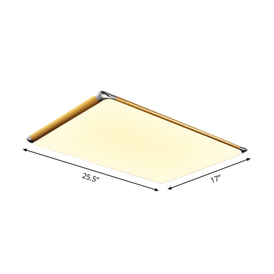 25.5"/36" Rectangular Gold LED Metal Flush Ceiling Light for Living Room with Acrylic Shade - Warm/White