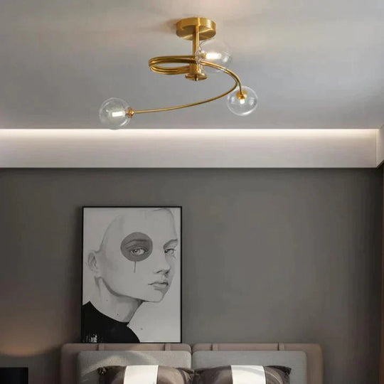 Nordic Creative Rotate Bedroom Room Lamp Copper Ceiling