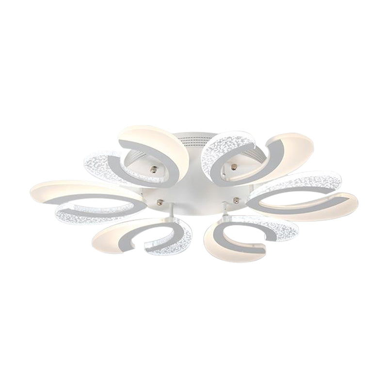 Contemporary Clear and White V-Shaped Flush Mount LED Light Fixture - Acrylic Ceiling Light with 4/6/9 Warm Lights