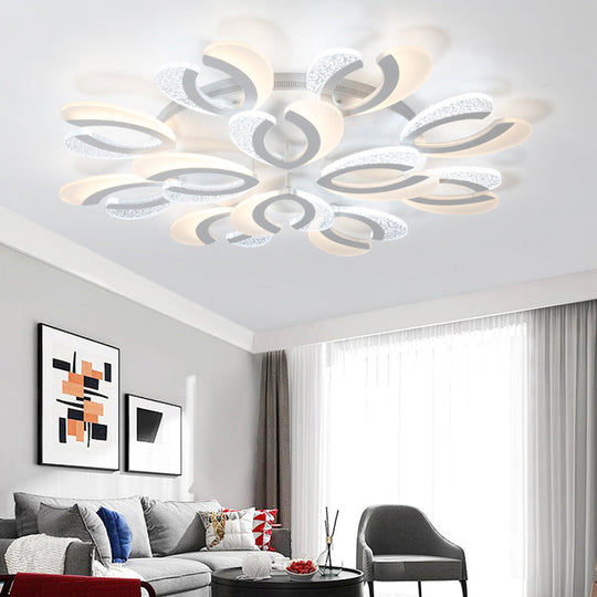 Contemporary Clear and White V-Shaped Flush Mount LED Light Fixture - Acrylic Ceiling Light with 4/6/9 Warm Lights