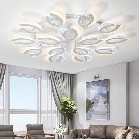 Contemporary Clear and White V-Shaped Flush Mount LED Light Fixture - Acrylic Ceiling Light with 4/6/9 Warm Lights