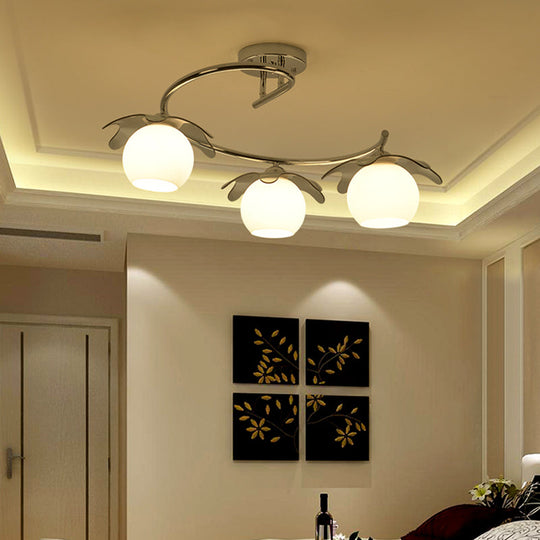 Sleek Chrome LED Ceiling Light with Globe Glass Shade - Ideal for Modern Bedrooms and Semi Flush Mounting