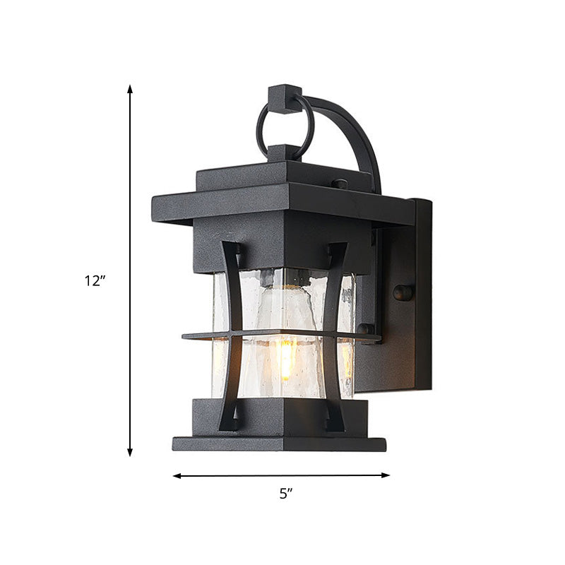 Coastal Clear Glass Iron Cage Wall Sconce Light - Square/Rectangle Design