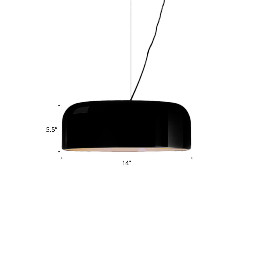 Modern Black/White Dome Hanging Ceiling Light Single Head Metal Pendant Fixture - 14/19/23.5 Wide