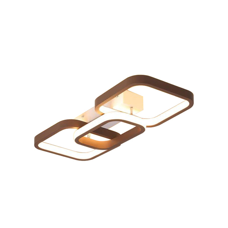 Simple Square Flush Mount Ceiling Lamp - Brown/Warm White 2/3/4 Heads Ideal For Hallways