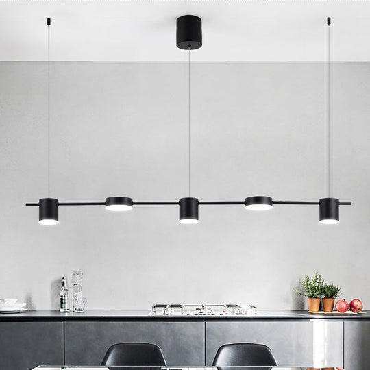 Modern Drum Aluminum Island Pendant Ceiling Light Fixture In Black/Gold With Warm/White Lighting