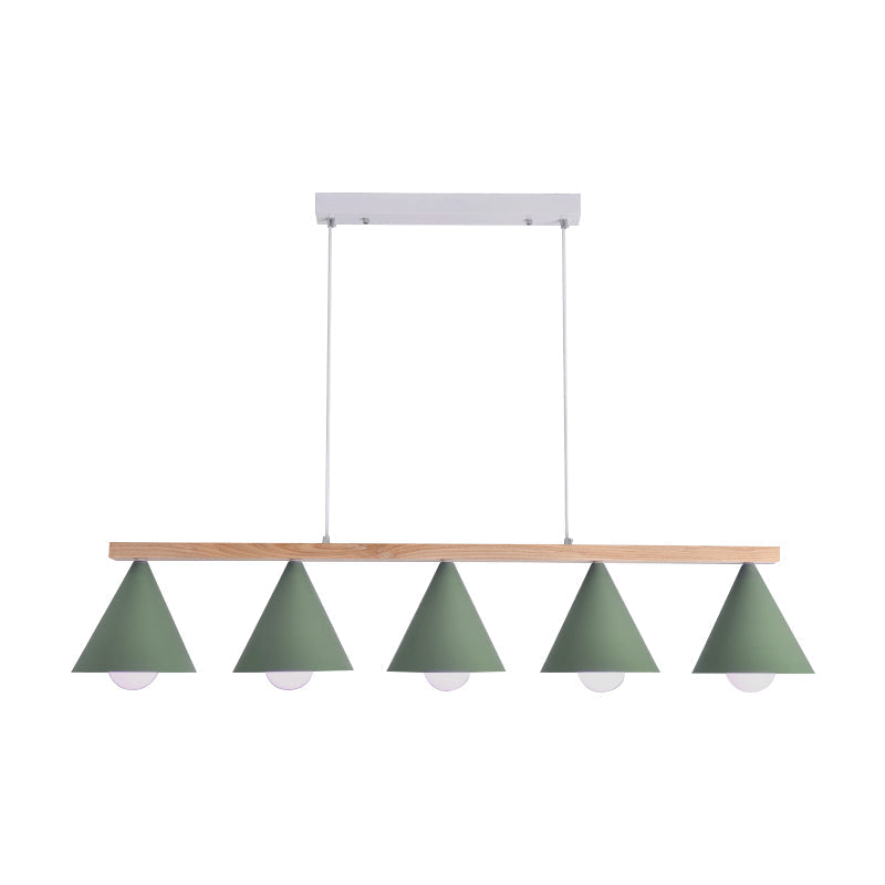 Green Iron Island Pendant With Nordic Design- 3/5 Head Ceiling Light