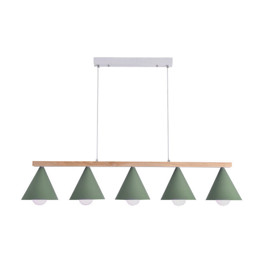 Green Iron Island Pendant With Nordic Design- 3/5 Head Ceiling Light