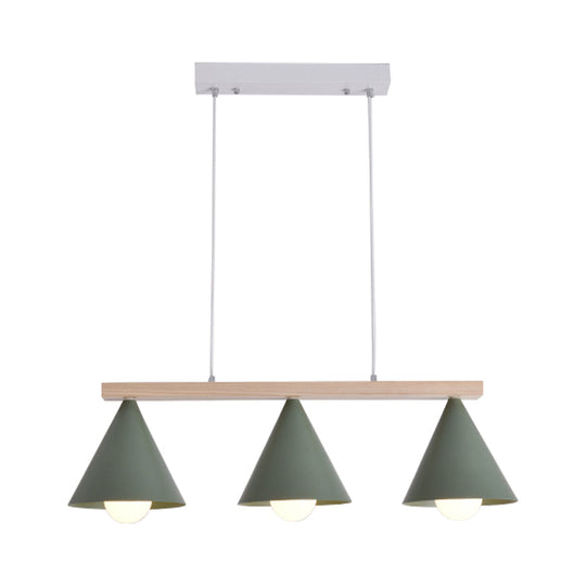 Green Iron Island Pendant With Nordic Design- 3/5 Head Ceiling Light