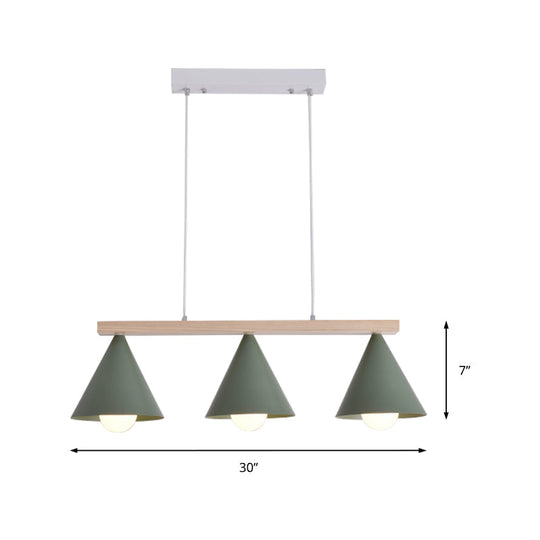 Green Iron Island Pendant With Nordic Design- 3/5 Head Ceiling Light