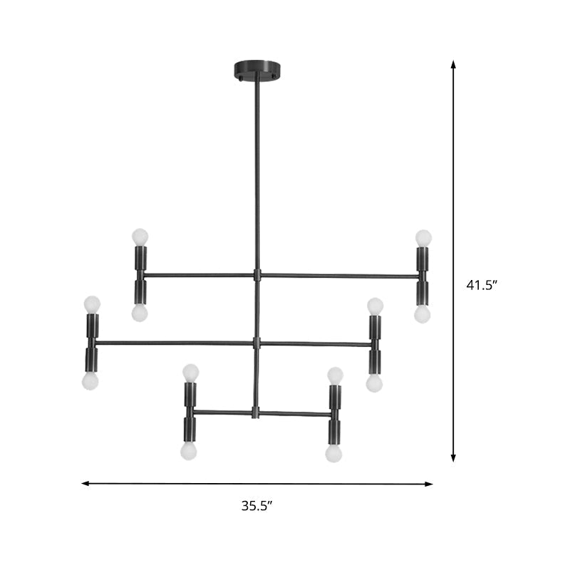 Modern Led Island Light: Multi-Layer Gold/Black Hanging Pendant With Rotatable Arms - Ideal For