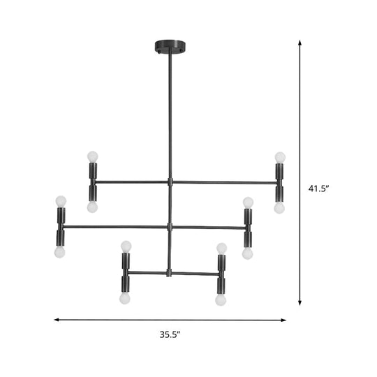 Modern Led Island Light: Multi-Layer Gold/Black Hanging Pendant With Rotatable Arms - Ideal For