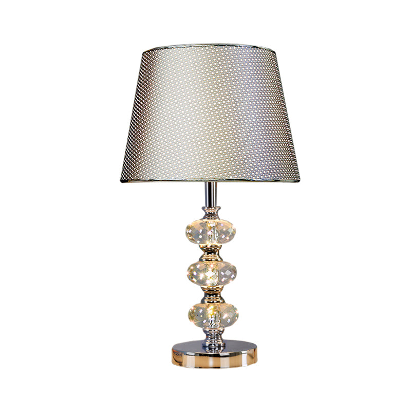 Contemporary Study Light With Crystal Lamp Post - Silver/Beige/Coffee Fabric Shade 1 Head Perfect