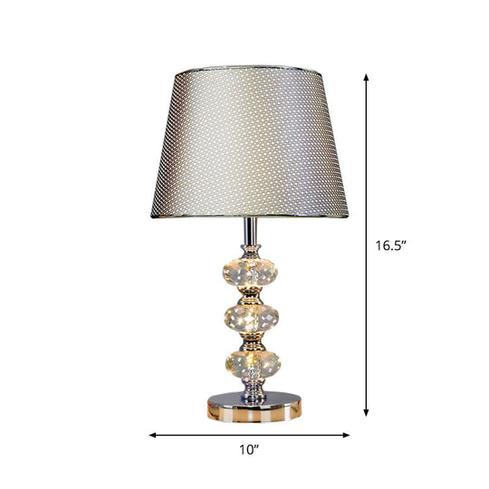 Contemporary Study Light With Crystal Lamp Post - Silver/Beige/Coffee Fabric Shade 1 Head Perfect